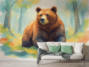 Watercolor Bear Wall Mural - Forest Animal Wall Decal for Nursery & Kids Room - Wallmotif.com