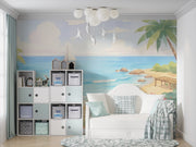 Watercolor Beach & Ocean Wall Mural for Kids Room - Dreamy Seascape Nursery Wallpaper - Wallmotif.com