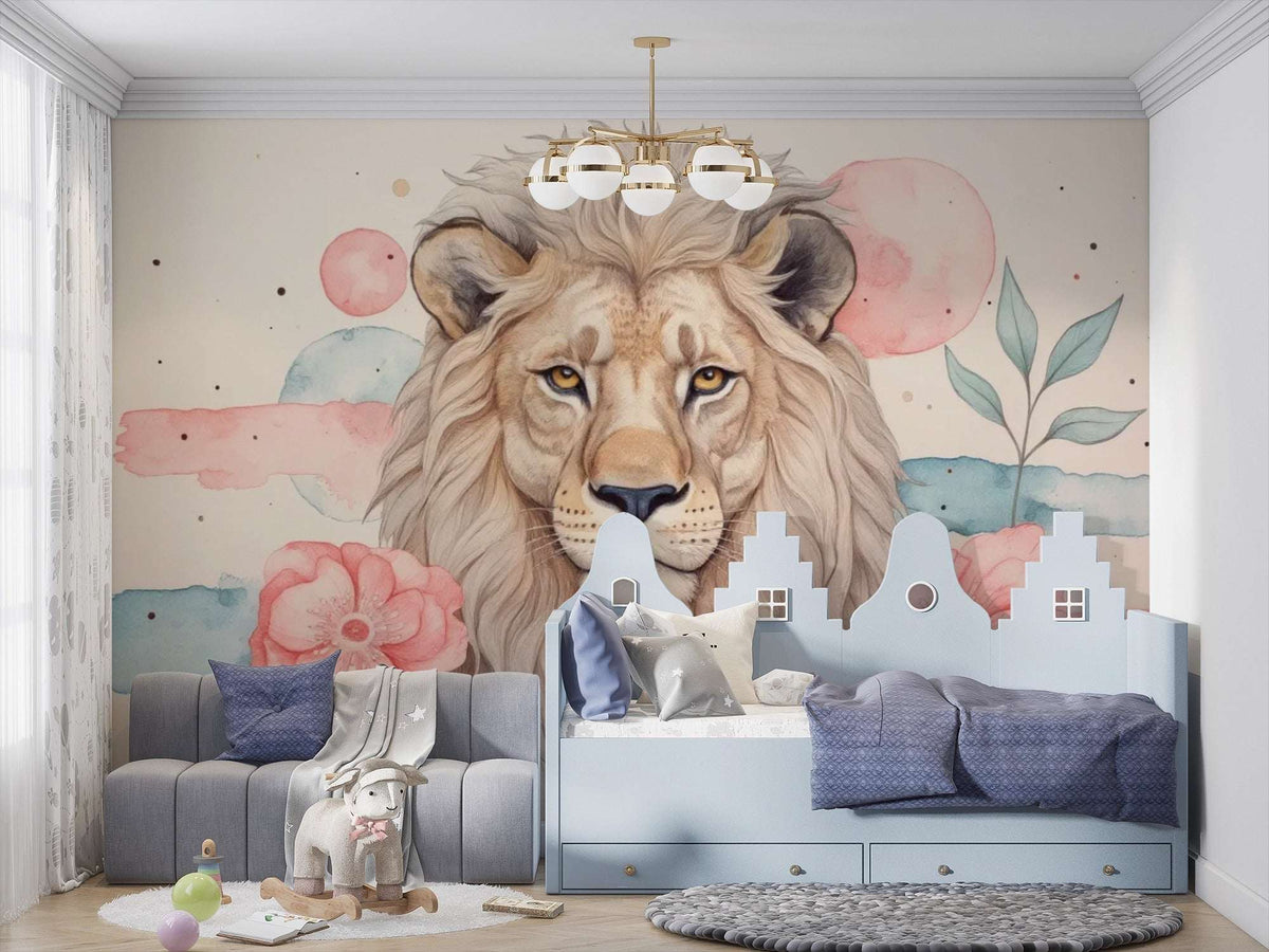 Wallpaper Majestic Lion Watercolor Wall Mural