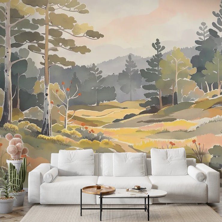 Serene Forest Landscape Wall Mural - Nature Inspired Home Decor - Wallmotif.com