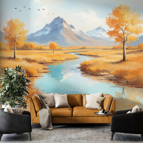 Autumn Mountain Landscape Wall Mural - Nature Inspired Decor