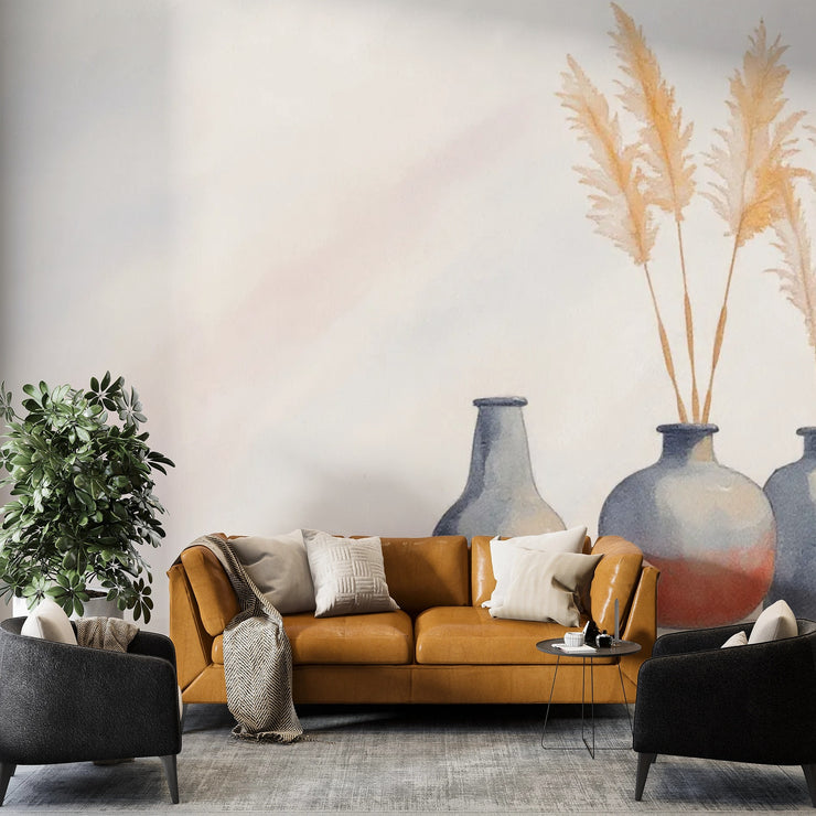Elegant Pampas Grass Wall Mural - Modern Bedroom Decor - Wallmotif.com