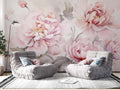 Pink Peony Flowers Wall Mural | Watercolor Floral Wallpaper