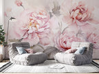 Pink Peony Flowers Wall Mural | Watercolor Floral Wallpaper