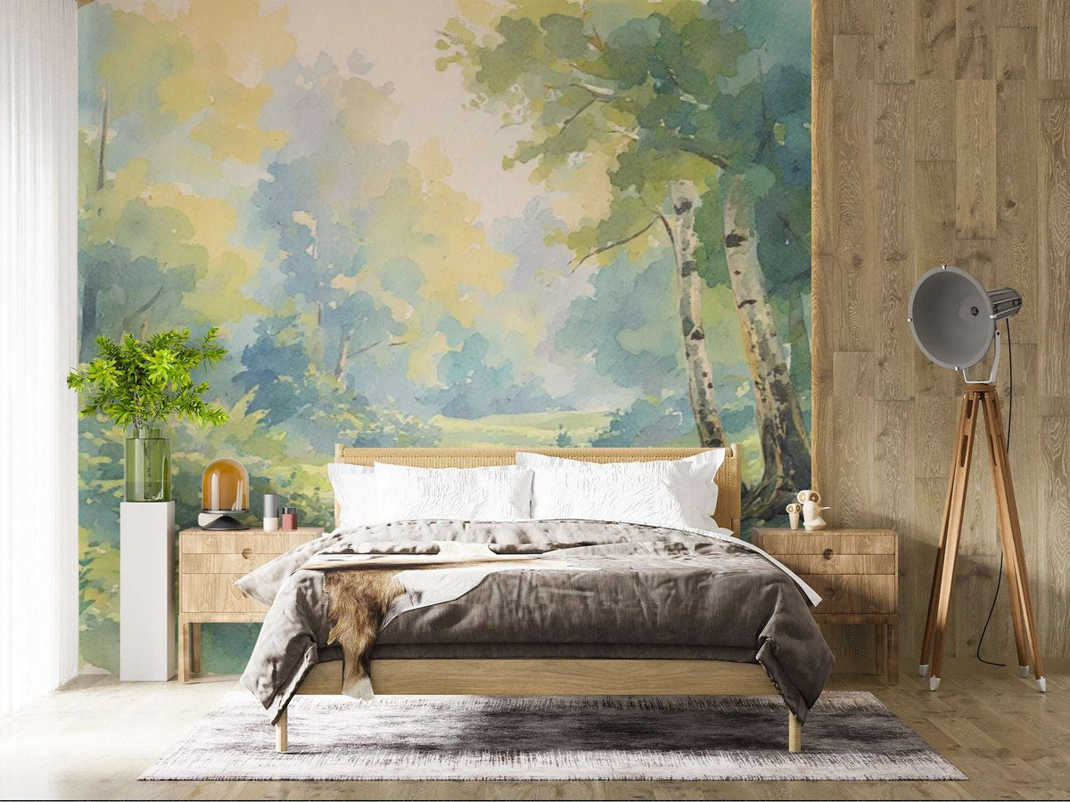 Serene Forest Stream Wall Mural - Nature Inspired Decor