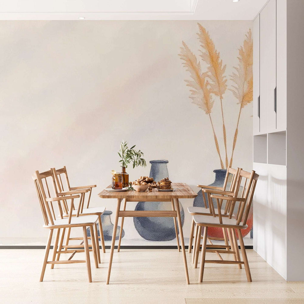 Elegant Pampas Grass Wall Mural - Modern Bedroom Decor