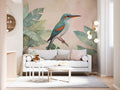Tropical Bird and Leaf Wall Mural - Vibrant Home Decor