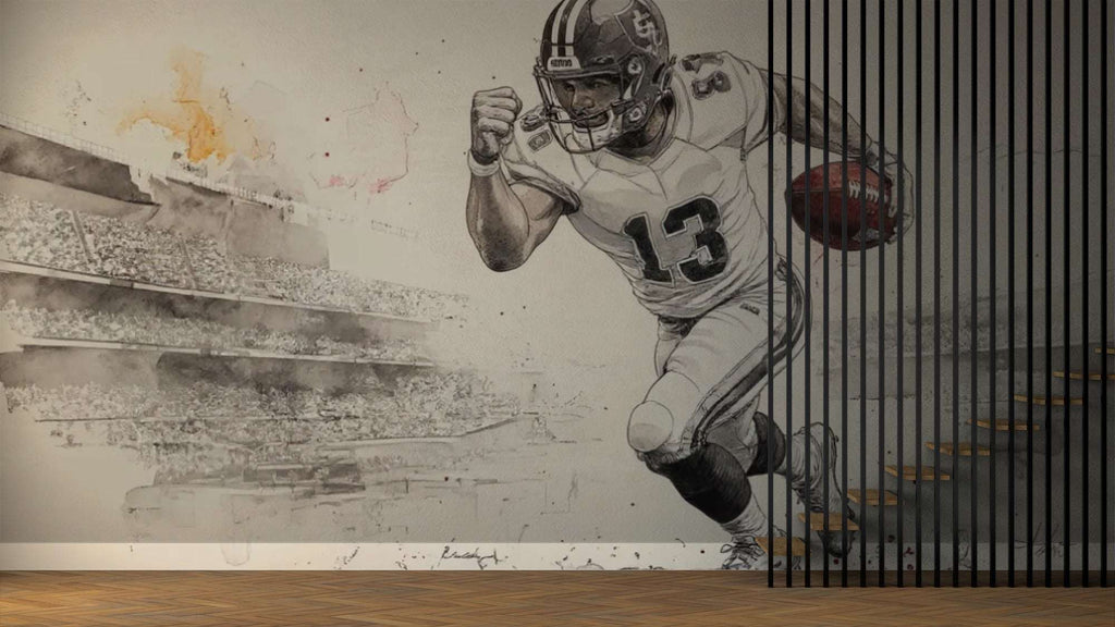 Dynamic Football Player Wall Mural - Sports Living Room Decor