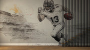 Dynamic Football Player Wall Mural - Sports Living Room Decor - Wallmotif.com