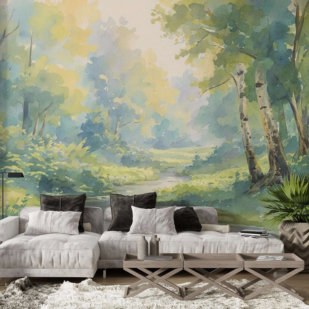 Serene Forest Stream Wall Mural - Nature Inspired Decor