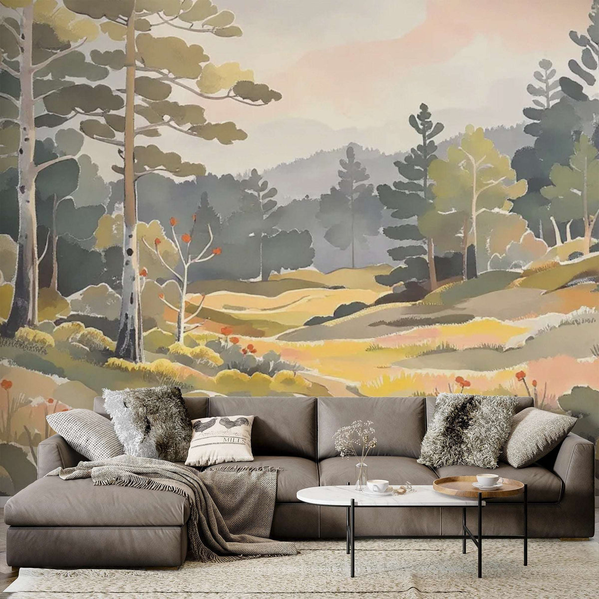 Serene Forest Landscape Wall Mural - Nature Inspired Home Decor