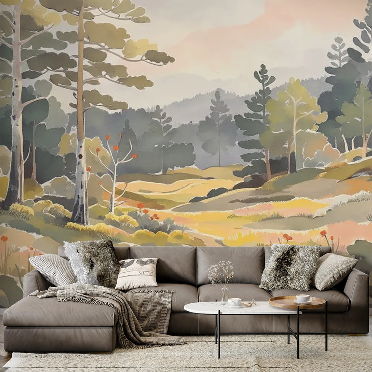 Serene Forest Landscape Wall Mural - Nature Inspired Home Decor - Wallmotif.com