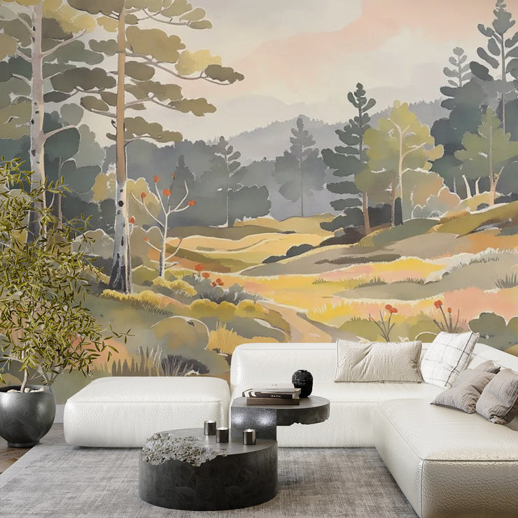 Serene Forest Landscape Wall Mural - Nature Inspired Home Decor - Wallmotif.com