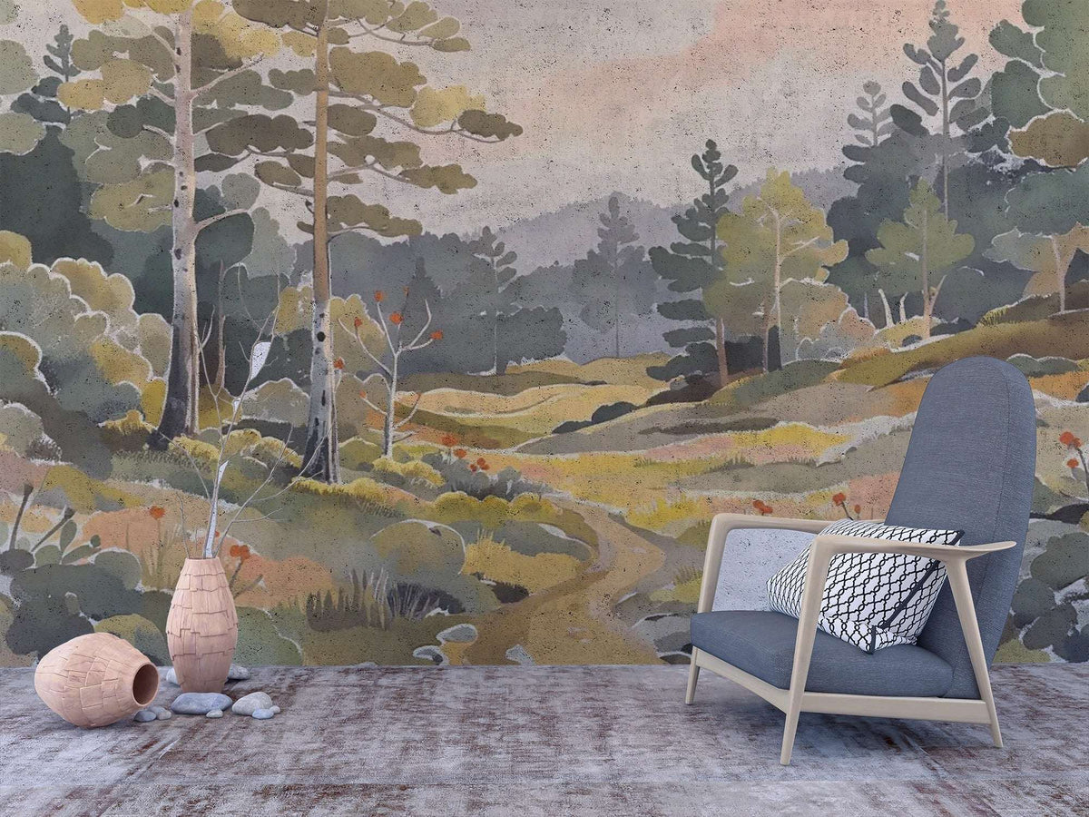 Serene Forest Landscape Wall Mural - Nature Inspired Home Decor