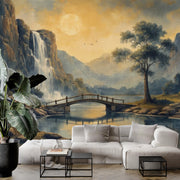 Stunning Waterfall Landscape Wall Mural - Nature Art for Living Room Decor - Wallmotif.com