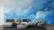 Blue Sky Clouds Wall Mural - Watercolor Sky Wallpaper - Wallmotif.com