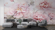 Pink Peony Flowers Wall Mural - Watercolor Floral Wallpaper - Wallmotif.com