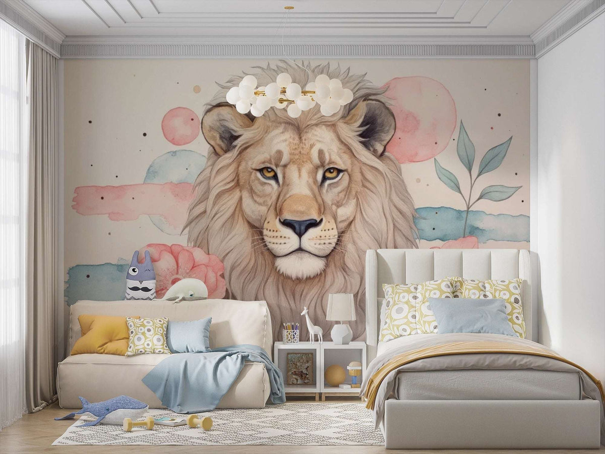 Wallpaper Majestic Lion Watercolor Wall Mural