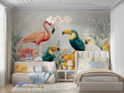 Jungle Birds Wallpaper Mural for Nursery and Kids Rooms - Wallmotif.com