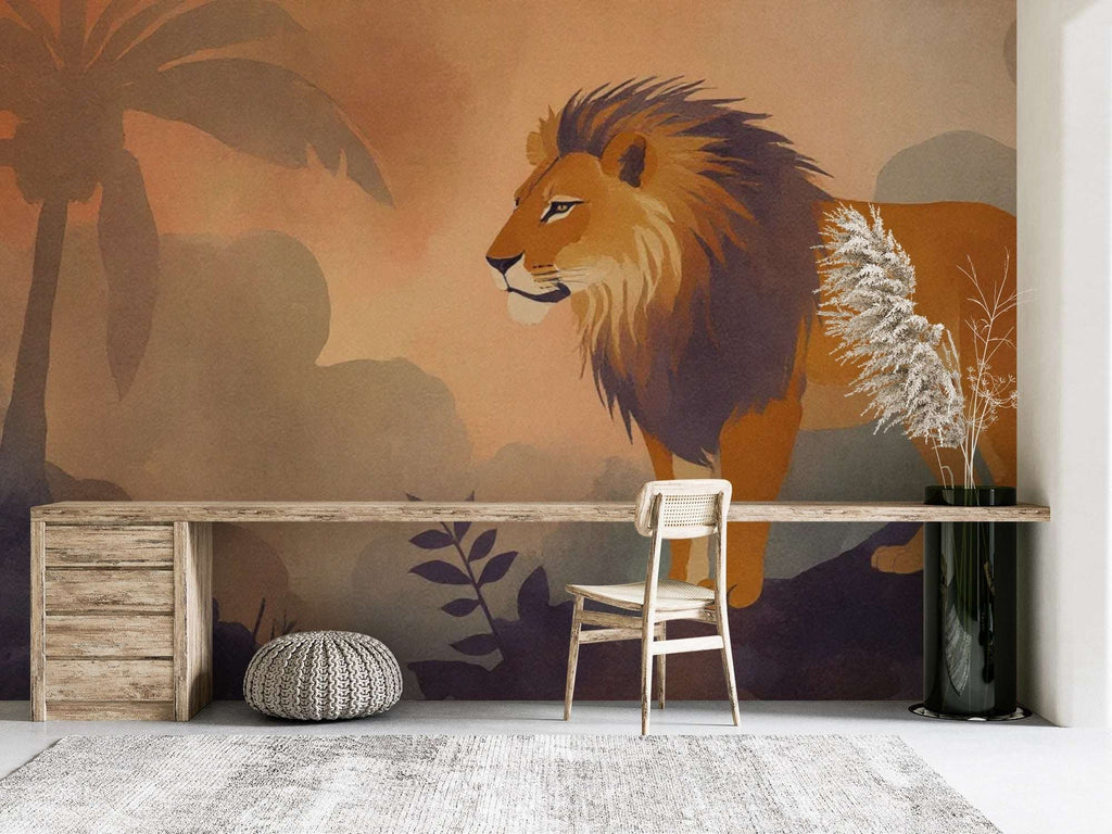 Lion King Mural Wallpaper - Watercolor Lion Wall Mural