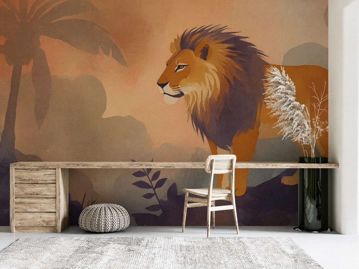 Lion King Mural Wallpaper - Watercolor Lion Wall Mural
