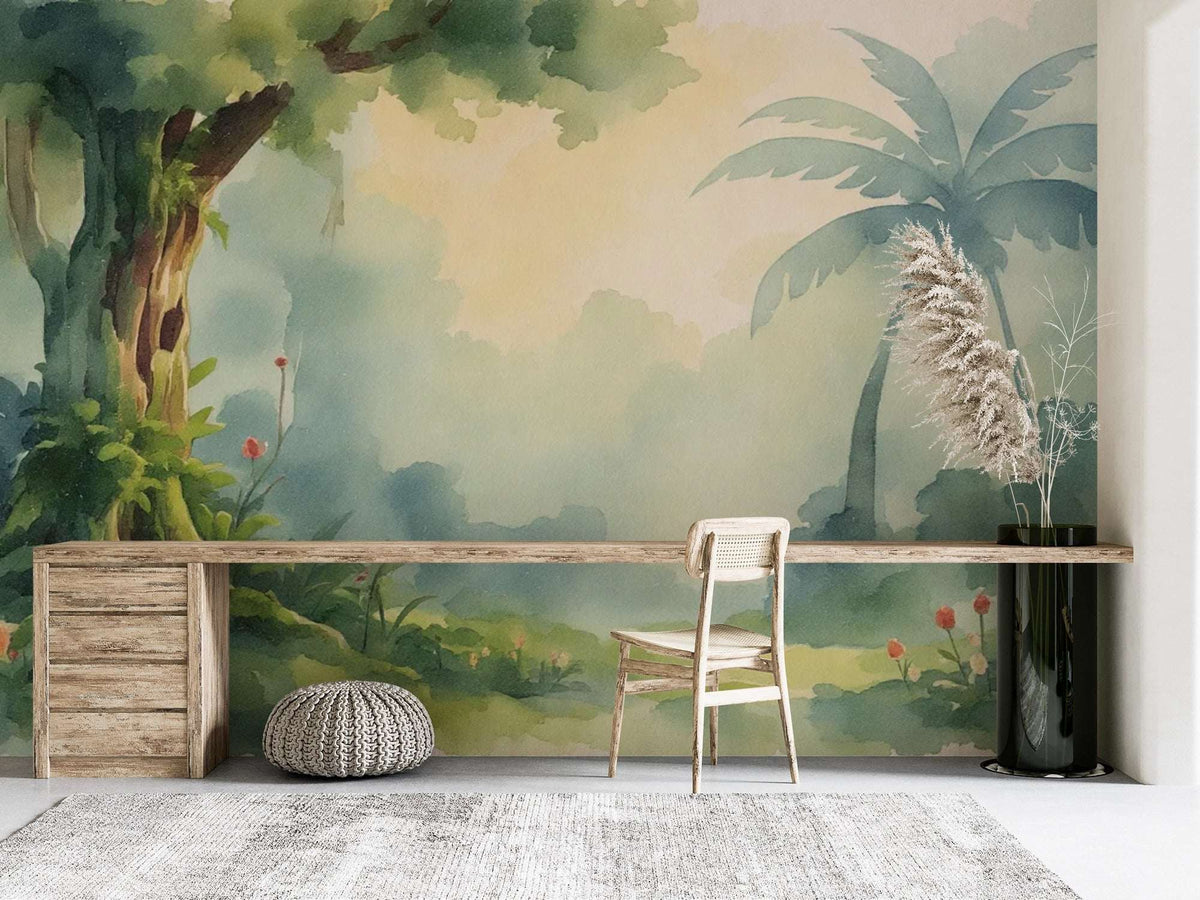 Jungle Watercolor Wall Mural