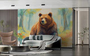 Watercolor Bear Wall Mural - Forest Animal Wall Decal for Nursery & Kids Room - Wallmotif.com