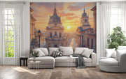 Sunset European Cityscape Wall Mural - Elegant Home Decor - Wallmotif.com