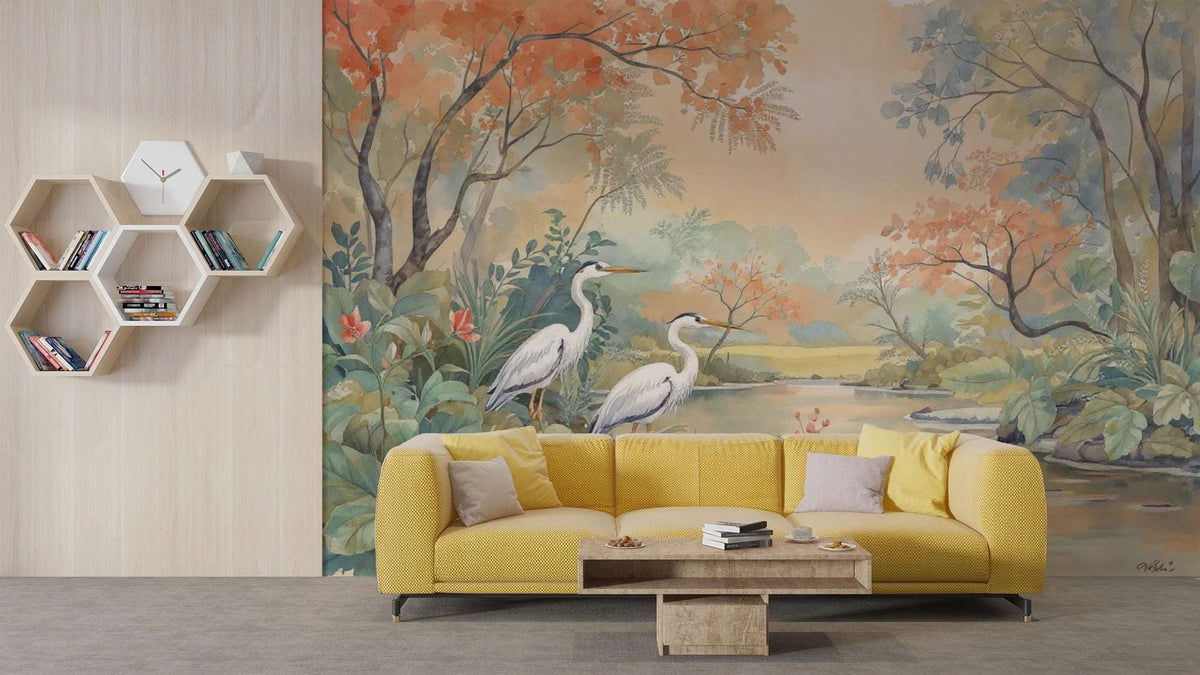 Golden Desert Sunset Wall Mural - Exotic Home Decor