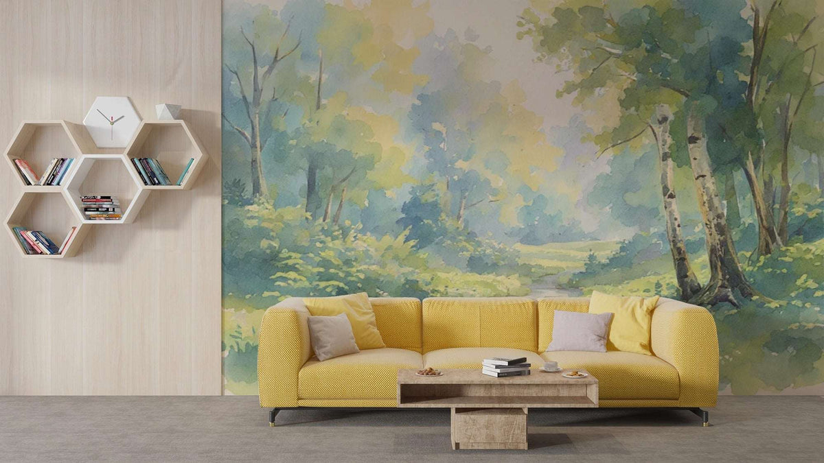 Serene Forest Stream Wall Mural - Nature Inspired Decor