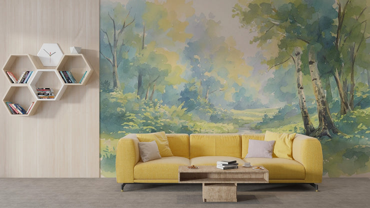 Serene Forest Stream Wall Mural - Nature Inspired Decor - Wallmotif.com