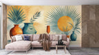 Abstract Bohemian Wall Mural - Serene Face & Sun Art Wallpaper