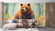 Watercolor Bear Wall Mural - Forest Animal Wall Decal for Nursery & Kids Room - Wallmotif.com