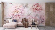 Pink Peony Flowers Wall Mural - Watercolor Floral Wallpaper - Wallmotif.com
