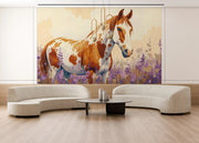 Watercolor Horse Mural Wallpaper - Farmhouse Style Horse Mural - Wallmotif.com