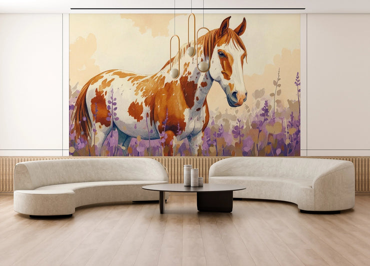 Watercolor Horse Mural Wallpaper - Farmhouse Style Horse Mural - Wallmotif.com