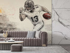 Dynamic Football Player Wall Mural - Sports Living Room Decor