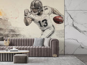 Dynamic Football Player Wall Mural - Sports Living Room Decor - Wallmotif.com