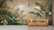 Tropical Jungle Wall Mural - Birds and Tropical Leaves Mural - Wallmotif.com