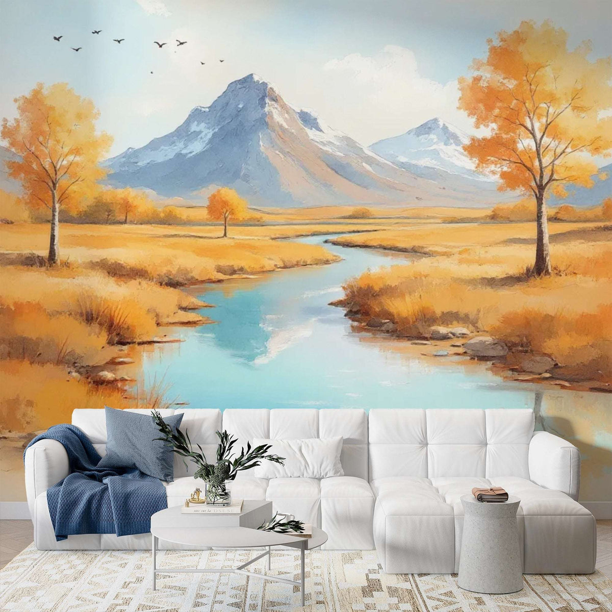 Autumn Mountain Landscape Wall Mural - Nature Inspired Decor