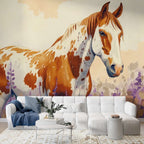 Watercolor Horse Mural Wallpaper - Farmhouse Style Horse Mural
