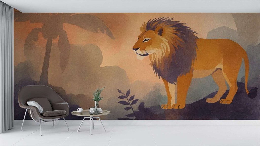 Lion King Mural Wallpaper - Watercolor Lion Wall Mural