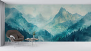 Misty Mountain Landscape Wall Mural - Serene Nature Decor - Wallmotif.com