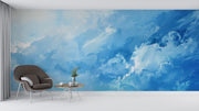 Blue Sky Clouds Wall Mural - Watercolor Sky Wallpaper - Wallmotif.com