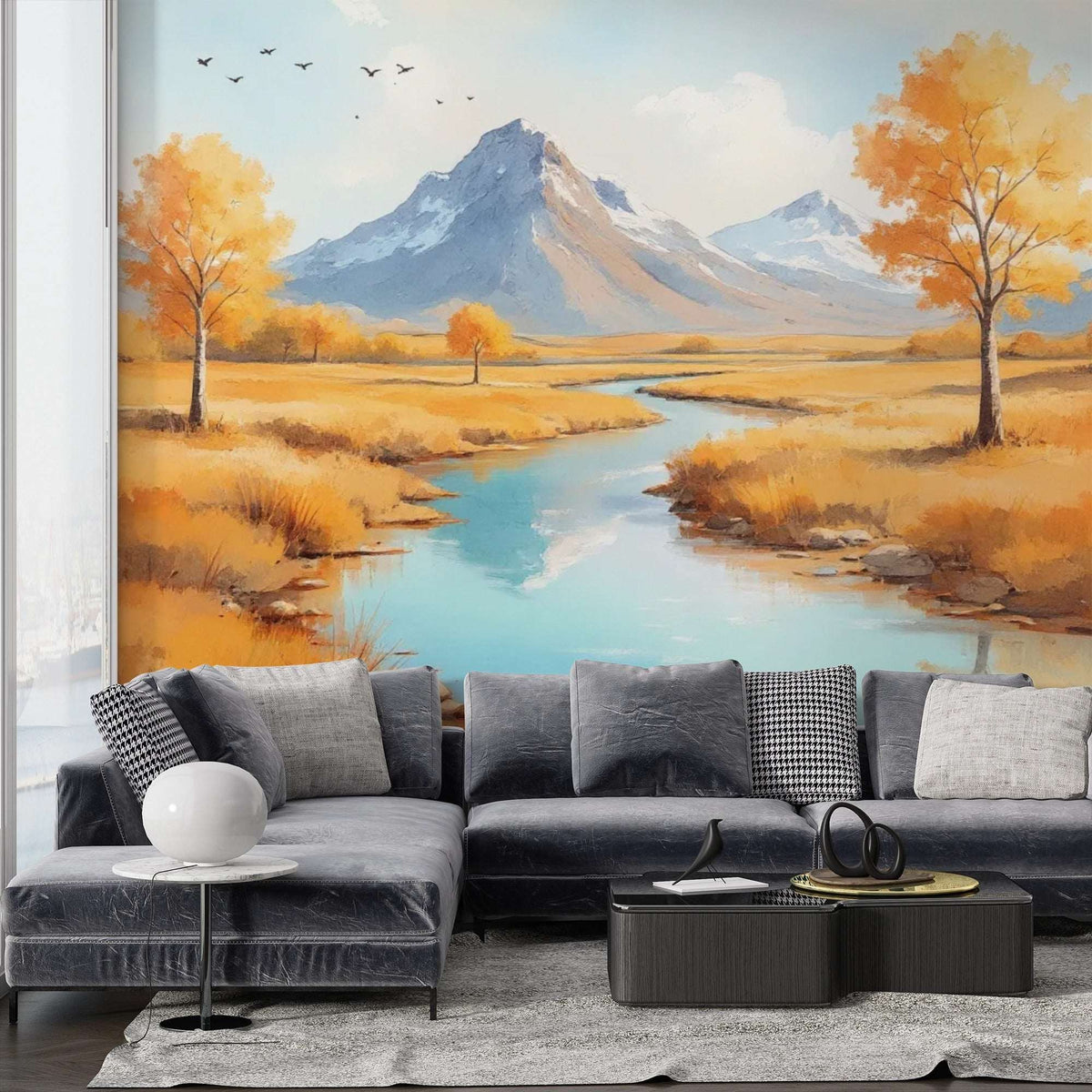 Autumn Mountain Landscape Wall Mural - Nature Inspired Decor