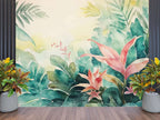 Tropical Watercolor Jungle Wall Mural - Floral & Leaf Wallpaper
