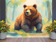 Watercolor Bear Wall Mural - Forest Animal Wall Decal for Nursery & Kids Room - Wallmotif.com