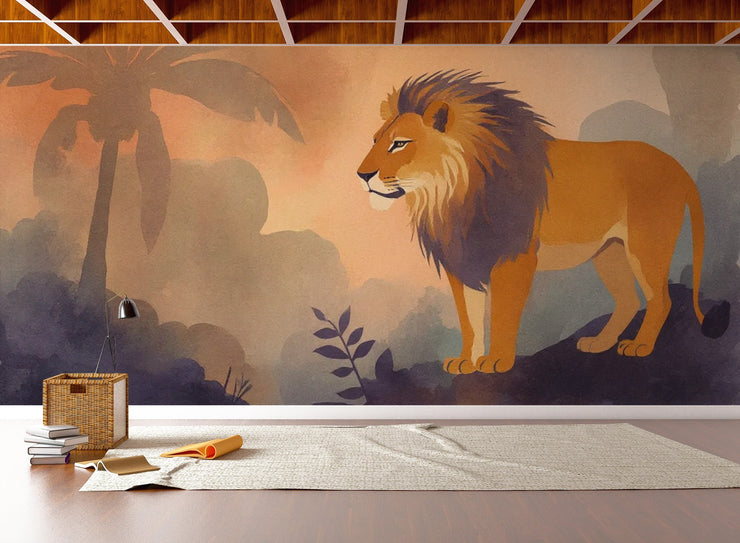 Lion King Mural Wallpaper - Watercolor Lion Wall Mural - Wallmotif.com