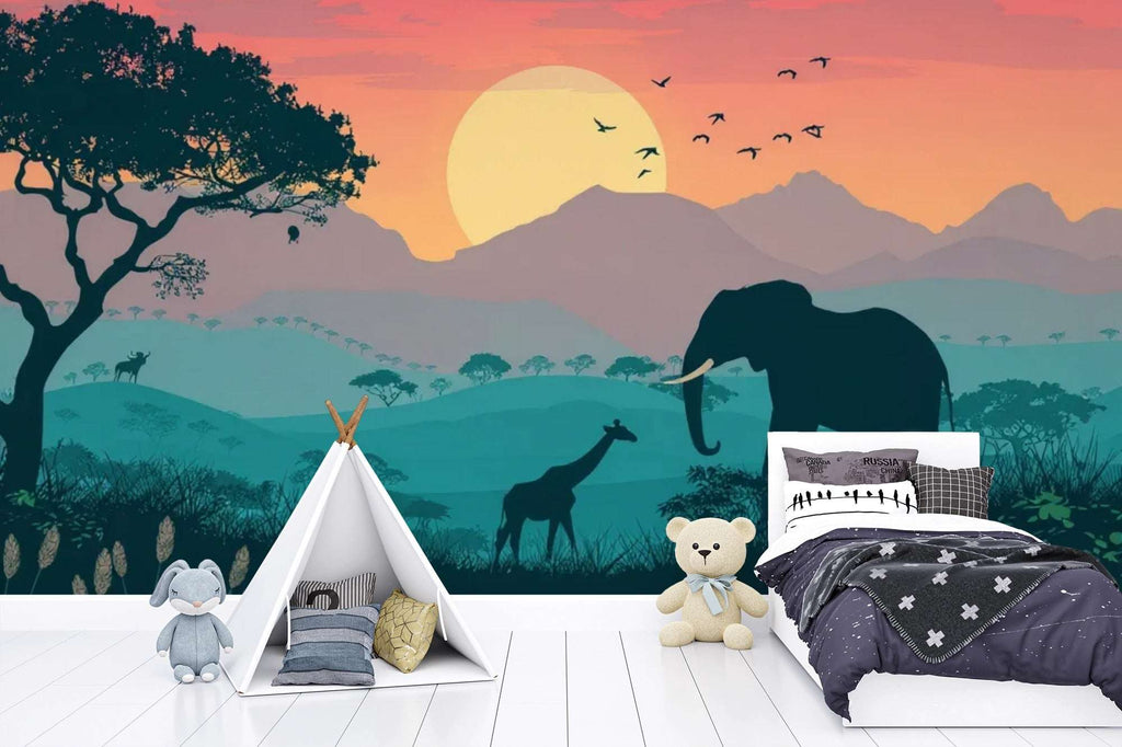 Wall Mural Savanna Sunset | Peel and Stick Wallpaper