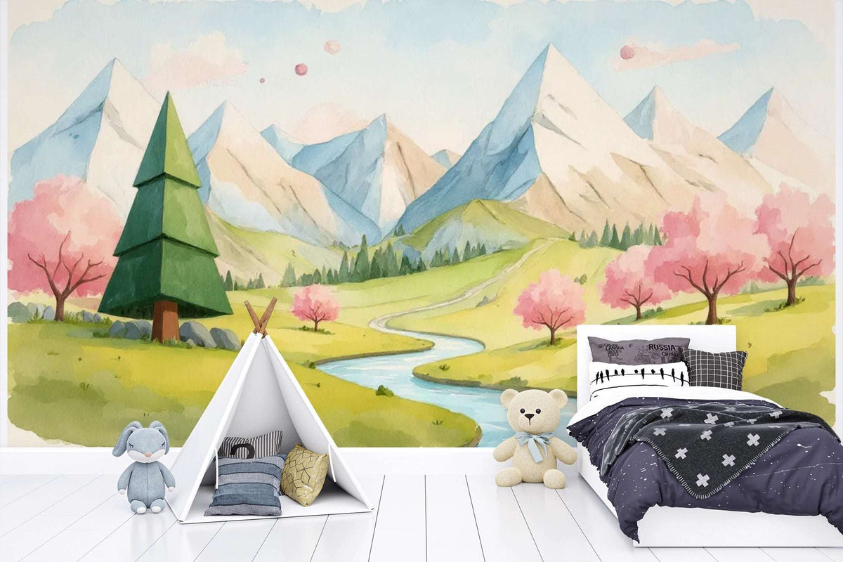 Kids Bedroom Mural Enchanted Valley